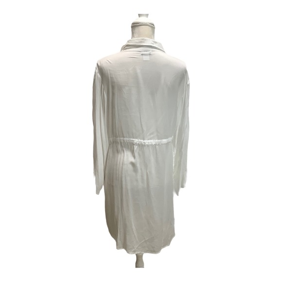Woman's Venus Dress‎ Long Sleeve Drawstring Roll Up Sleeve Pockets Rayon White - Picture 5 of 7